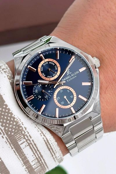 Daniel Klein Exclusif Men Wristwatch Functions Active Silver Color Steel Band Zmdk1157