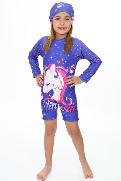 ANGELOS GIRLS 2-Piece Swimsuit Suit with Swim Shorts for Girls 3-10 Years 028-1