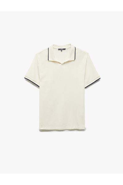Koton Contrast Detailed Cotton Pique Fabric Short Sleeve Slim Fit Polo Neck T-Shirt