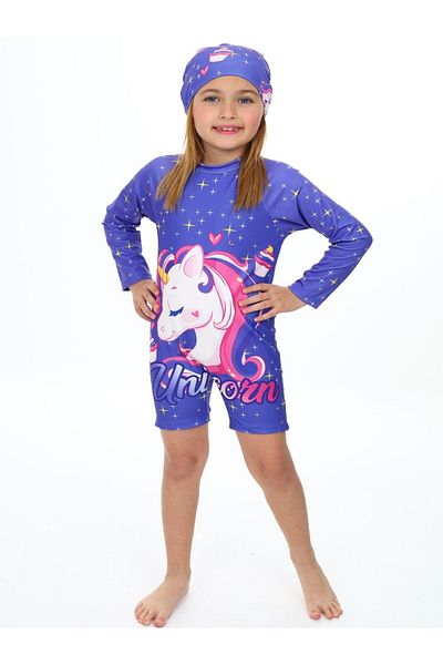 ANGELOS GIRLS 2-Piece Swimsuit Suit with Swim Shorts for Girls 3-10 Years 028-1