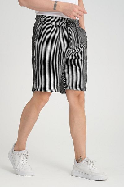 Valiberta Premium Black Line Patterned Elastic Shorts
