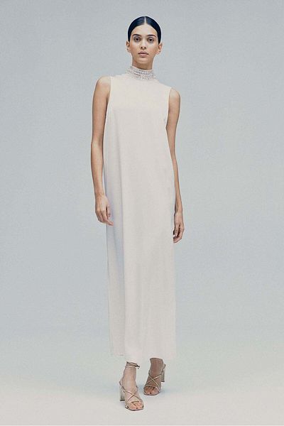 H&M Embellished-collar satin dress