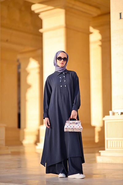 NS Moda Navy Blue Hijab Alya Set - Model 530