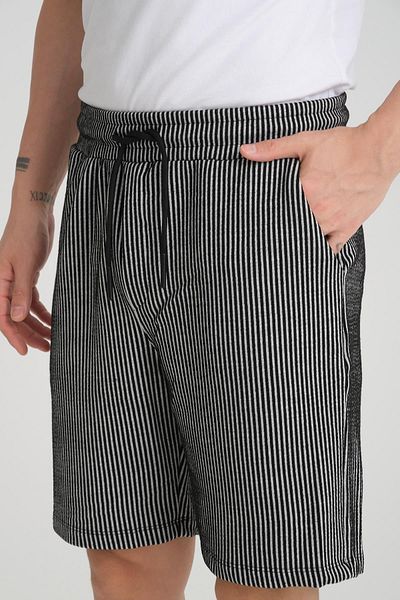 Valiberta Premium Black Line Patterned Elastic Shorts