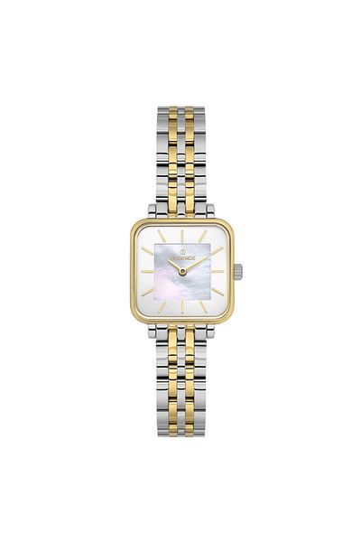 Essence Mother of Pearl Square Dial, 5 Atm Water Resistant Metallic-Goldsteel Band and Case