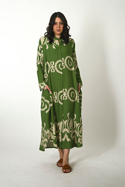 ABBRA Women's Prevailing Neckline Tunic Pocket Detail 100% Viscose Summer Dress