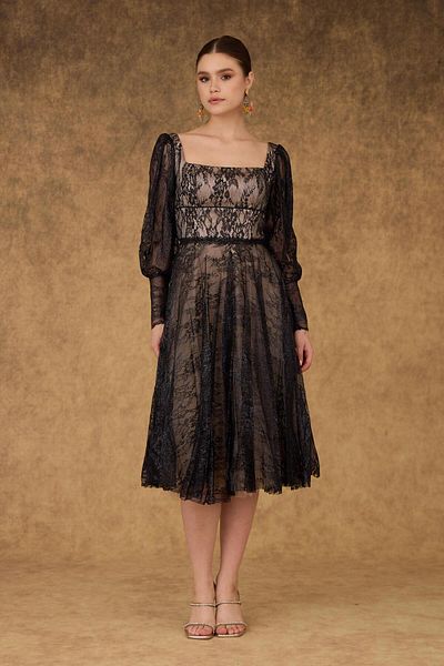 Carmen Rochie de seara de logodna din dantela neagra