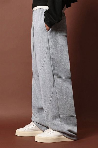 North London Men's Three Yarn Baggy Piece Gray Wide Leg Oversize Sweatpants