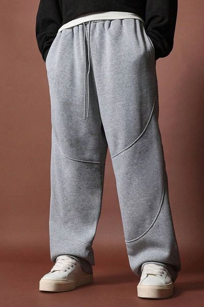 North London Men's Three Yarn Baggy Piece Gray Wide Leg Oversize Sweatpants