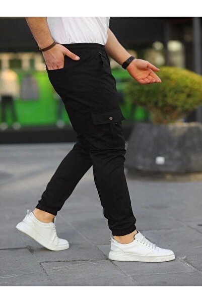 shn sportswear Lycra černé cargo kalhoty s elastickým pasem a nohama