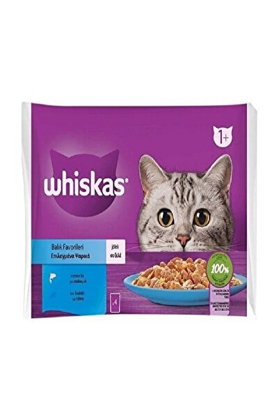 Whiskas Pouch Balık Favorileri Yaş Kedi Maması 4'lü 85 gr X 13 Adet 590095130...