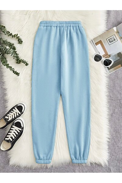 Fun Fashion Kadın Bebemavi 3 Iplik Düz Elastik Bel Ve Paça Termal Astarlı Jogger Eşofman Altı
