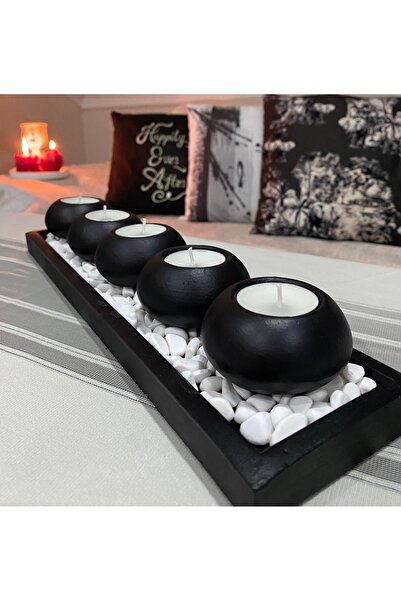 ndukkan El Yapımı 5'li Beton Tabaklı Beton Mumluk Set Beton Tealight Set