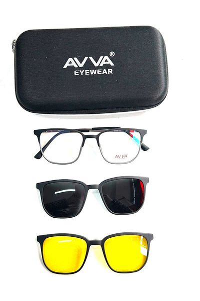 Avva Men's Sunglasses with 2125 C4 Polarized & Antifar Clips