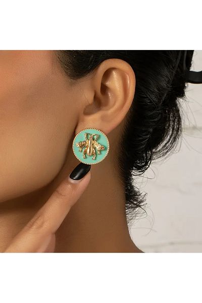 Purple Adv Green Bee Earrings - Purple Uk Design