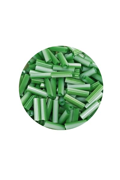 Angoravi Long Tube Cutting Beads Diameter 2mm Length 10mm - 60 Grams - Green White - Bnc286
