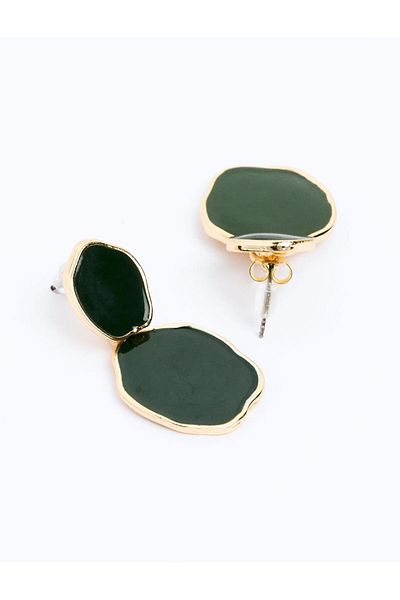 Jimmy Key Elegant Earrings with Geometric Figures in Khaki