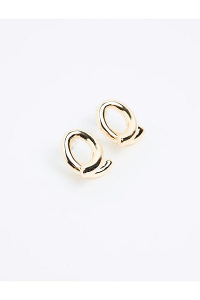Jimmy Key Gold Color Ribbon Figured Metal Earrings