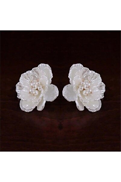 Pelin Aksesuar İncili Sedef Yapraklı Çiçek Küpe