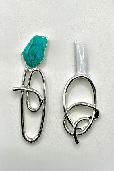 DEMOKAN Women's Earrings 5cm Green White Enamel Design Earrings