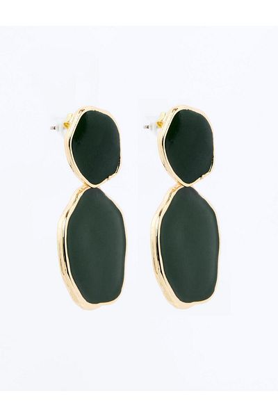 Jimmy Key Elegant Earrings with Geometric Figures in Khaki