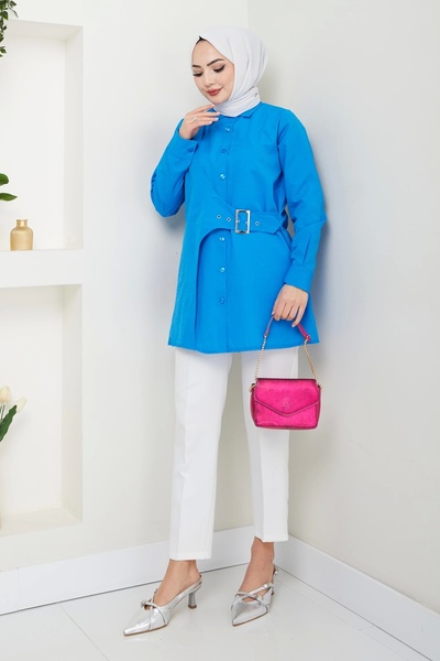 Nevayla Moda Синя риза с катарама - Ü0101