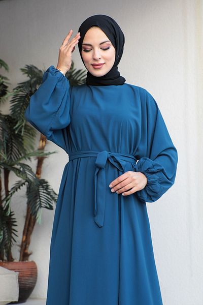 KADEEM Oversize Dress with Elastic Sleeves-Medina silk