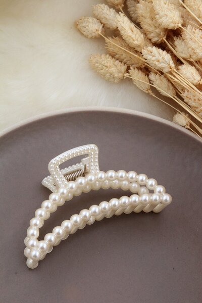 Pelin Aksesuar Large Pearl Bow Shaped Latch Clasp