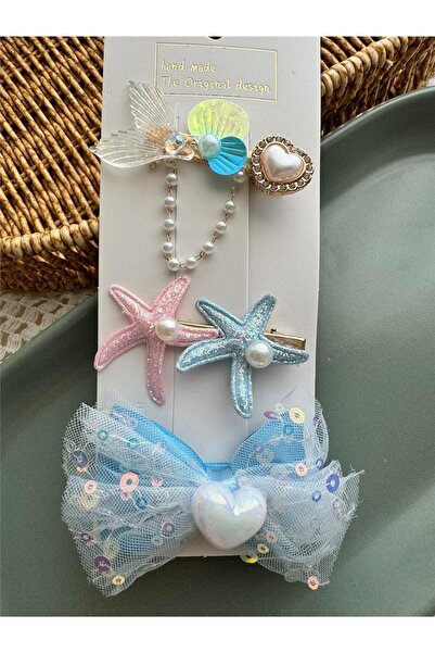 Pelin Aksesuar Set of 3 Bow Fish Tail Starfish Buckles