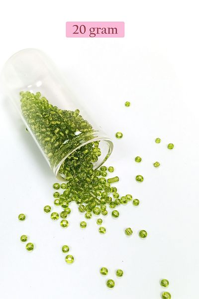 Angoravi Bulk glass sand beads (8/0) 3 mm - 20 grams - transparent green - bnc167