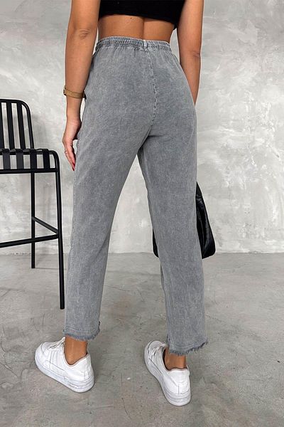 İstangül Butik High Waist Lace-Up Leg Detail Linen Trousers