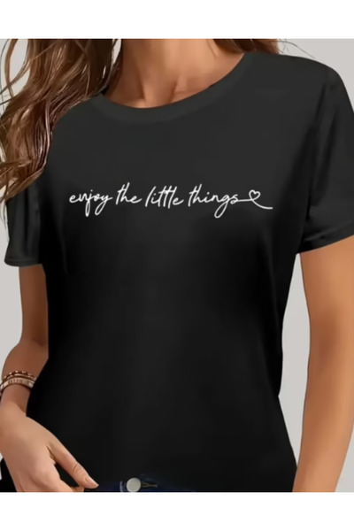 Kadın T-shirt, Baskılı T-shirt, Rahat Kesim, Casual Tişört
