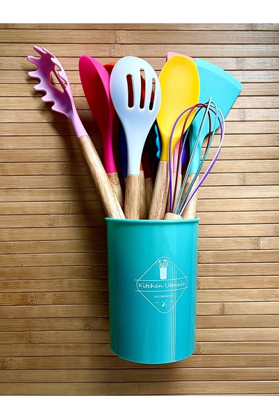 MİMOZA PARK Kitchen Serving Set of 11 with Silicone Bamboo Handle