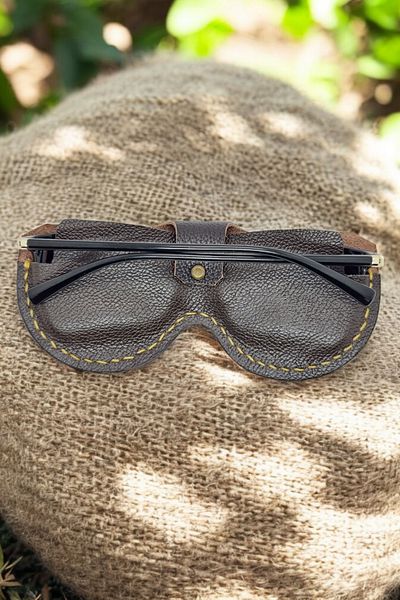 Leather Solare Unisex Black Floter Genuine Leather Glasses Case