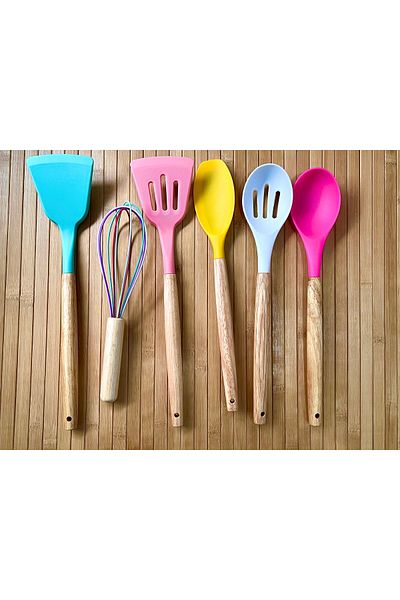 MİMOZA PARK Kitchen Serving Set of 11 with Silicone Bamboo Handle