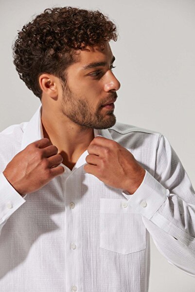 White By Nature Long Sleeve Sile Cloth Men's Shirt