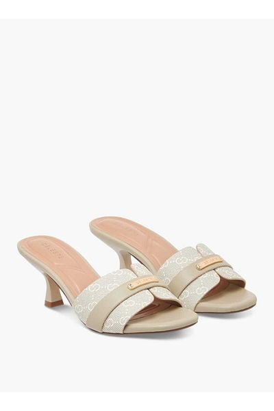 Celeste Women's Monogram Print Slip-On Sandals with Flared Heels
