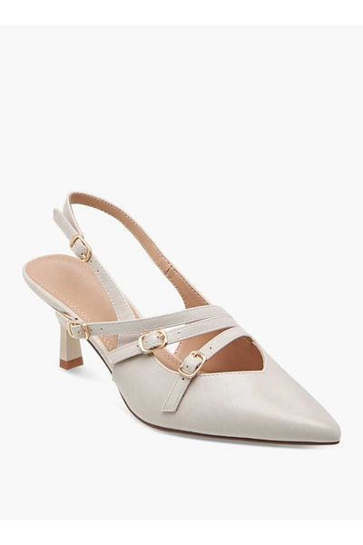 Celeste Women's Pointed Toe Shoes with Kitten Heels and Pin Buckle Closure