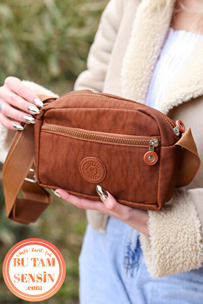 Bu Tam Sensin Taba Kadın Su Geçirmez Krinkıl Kumaşlı Fermuarlı 3 Bölmeli Kolo...