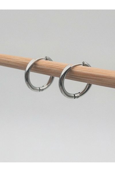 Siya Silver 316L Surgical Steel Unisex Silver Color Hoop Earrings-1.9 cm