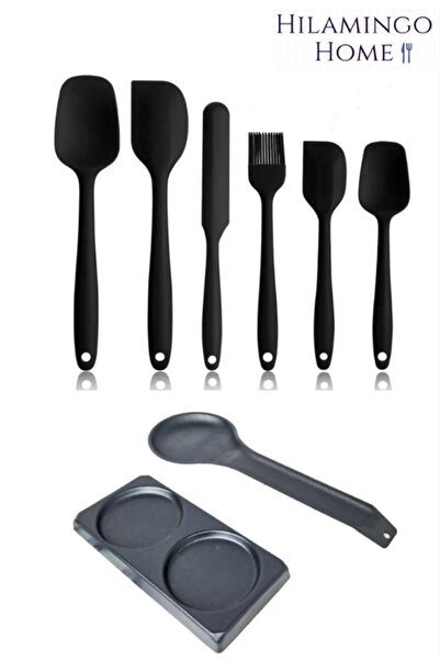 Hilamingo Home Set de ustensile de bucătărie din 8 piese; Suport metalic pent...