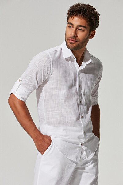 White By Nature Long Sleeve Slub Men's Shirt