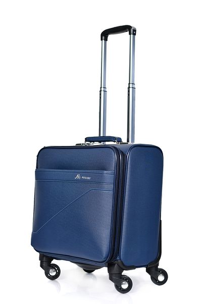 MORANO Morano Leather Cabin Luggage 16 Inch Lightweight Portable Wheeled Suitcase