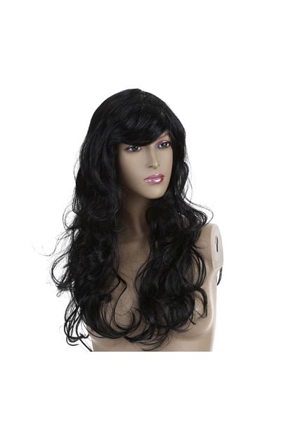 moysahsap party&ahşap باروكة شعر صناعية بطول 55 سم مع خيارات ألوان - قطعة واحدة مع شبكة ومطاط
