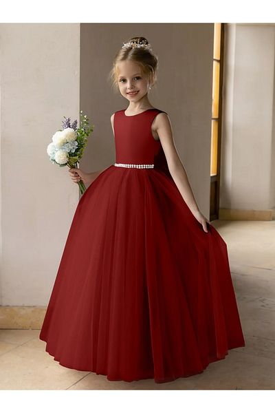 NSMLİFE Rochie de bal din tul cu perle și fundă din satin/rochie de prințesă