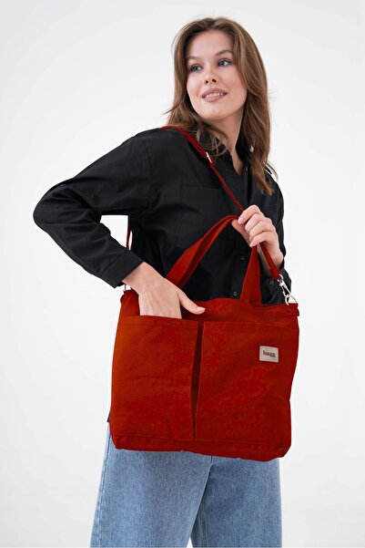 Çınar Bez Çanta Cross Red Canvas Bag Pl