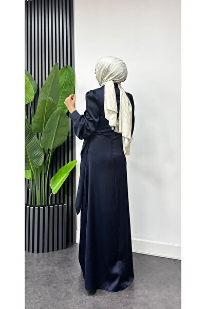 moda zeynaa YANDAN BAĞLAMA DETAYLI SATEN ABİYE