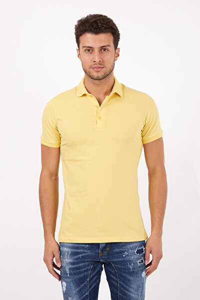 Erkek Çekmeyen kumaş Slim fit Dar Kesim Basic T-shirt Polo Yaka Tişört