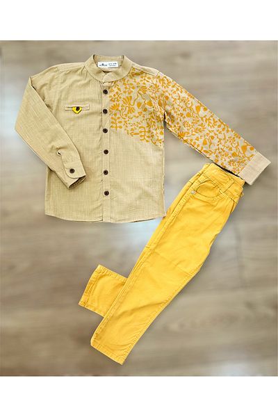Murat Baby Double Festive Child Suit with Patterned Shirt and Trousers