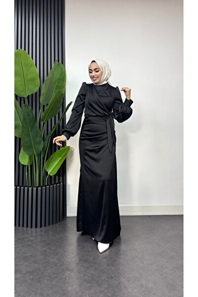 moda zeynaa YANDAN BAĞLAMA DETAYLI SATEN ABİYE